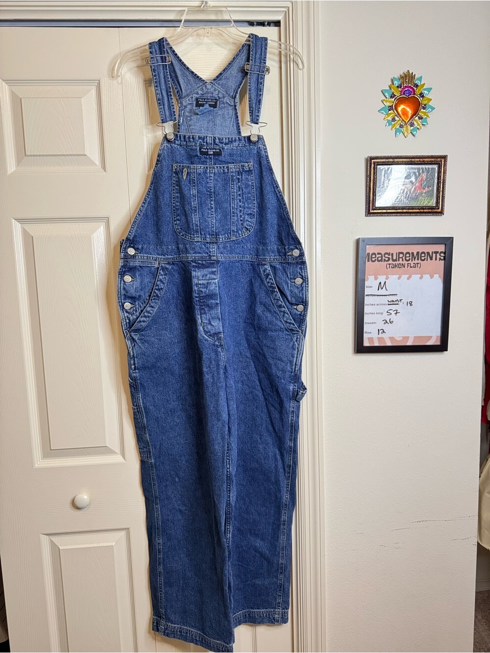 Vintage Polo Jeans Co. Ralph Lauren Denim Men’s Overalls Size Medium Carpenter